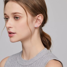 Men Earrings Silver Diamond Earrings for Men Women 925 Sterling Silver Stud Earrings Nickel-free Hypoallergenic Earrings Studs Cubic Zirconia Earrings White Gold Diamond Studs 5mm