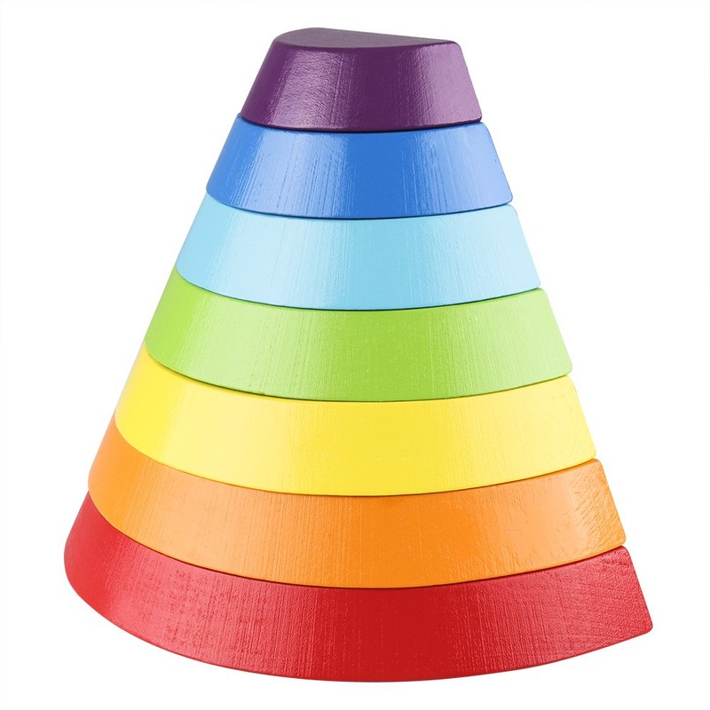 Coogam Wooden Rainbow Stacker Nesting Puzzle Blocks - Tunnel Stacking