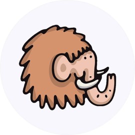 24 x 40mm Round 'Woolly Mammoth' Stickers (SK00047410)