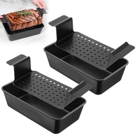 Tobeelec 2 Sets Meatloaf Pan with Drain Tray, High-Carbon-Steel Meatloaf Pan with Drain Tray, Nonstick Meat Loaf for Baking, Bread, Cakes, Roasting Meat and More(Black)