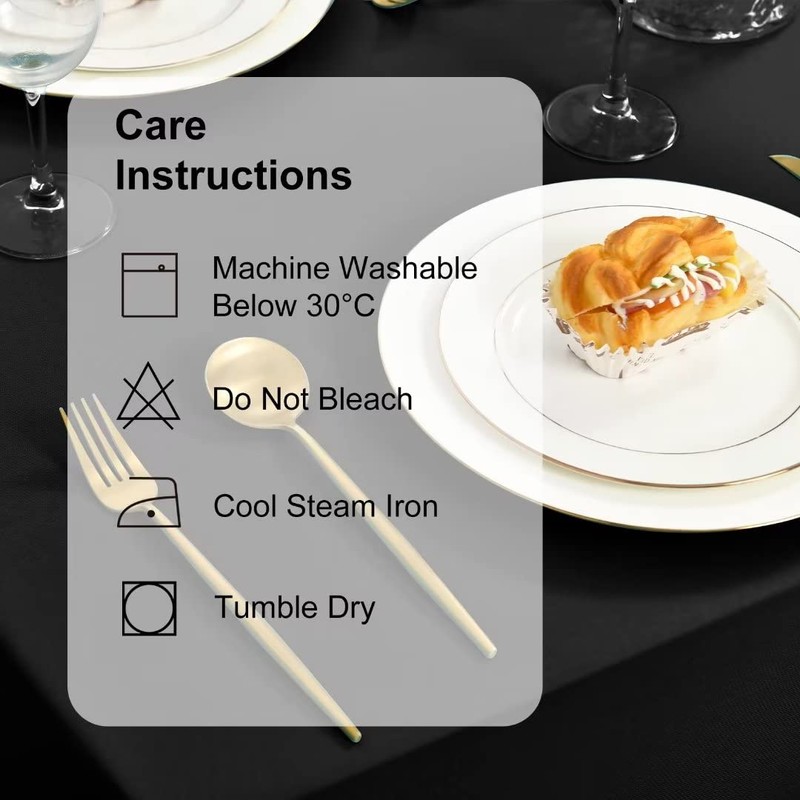 DWCN Black Tablecloth Water Resistant Table Protector,130x160cm Wipeable Polyester Table