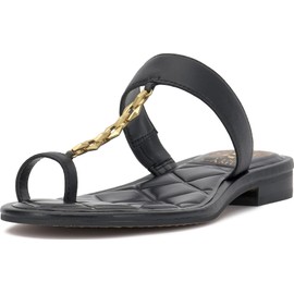 Vince Camuto Women's Lexie Flat Sandal, Black, 11