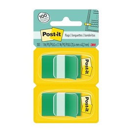 Post-it Flags, Green, 1-Inch Wide, 50/Dispenser, 2-Dispensers/Pack