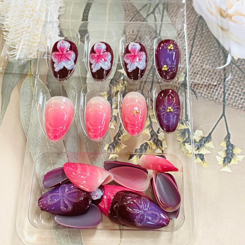 Spring Press on Almond Nails Medium Glossy Full Cover Almond