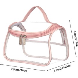 Transparent Waterproof Toiletry Bag - Portable Transparent Airplane Bag Cosmetic Bags with Zip Toiletry Bag Travel Bag, pink