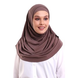 ihvan online, Muslim Hijab for Women, Ready to Wear, Soft, Lightweight and Comfortable Headscarf, Neck Bandana, Long Scarves, brown, One Size