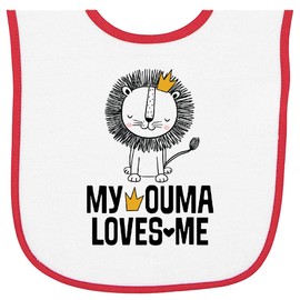 inktastic My Ouma Loves Me Boy Lion Grandchild Baby Terry Cloth Bib White and Red 465d5