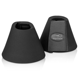 Equinate Denver S Boots Black - Robust and Shock Absorbing Neoprene Jumping Bells - Hoof Protection for Training and Tournaments - Set of 2