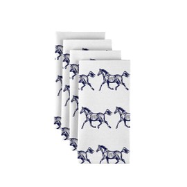 Fabric Textile Products | Galloping Horses Cloth Napkins | Western 18" x 18" Dinner Napkins | Set of 12 | Stain-Resistant for Easy Care | Made in The USA