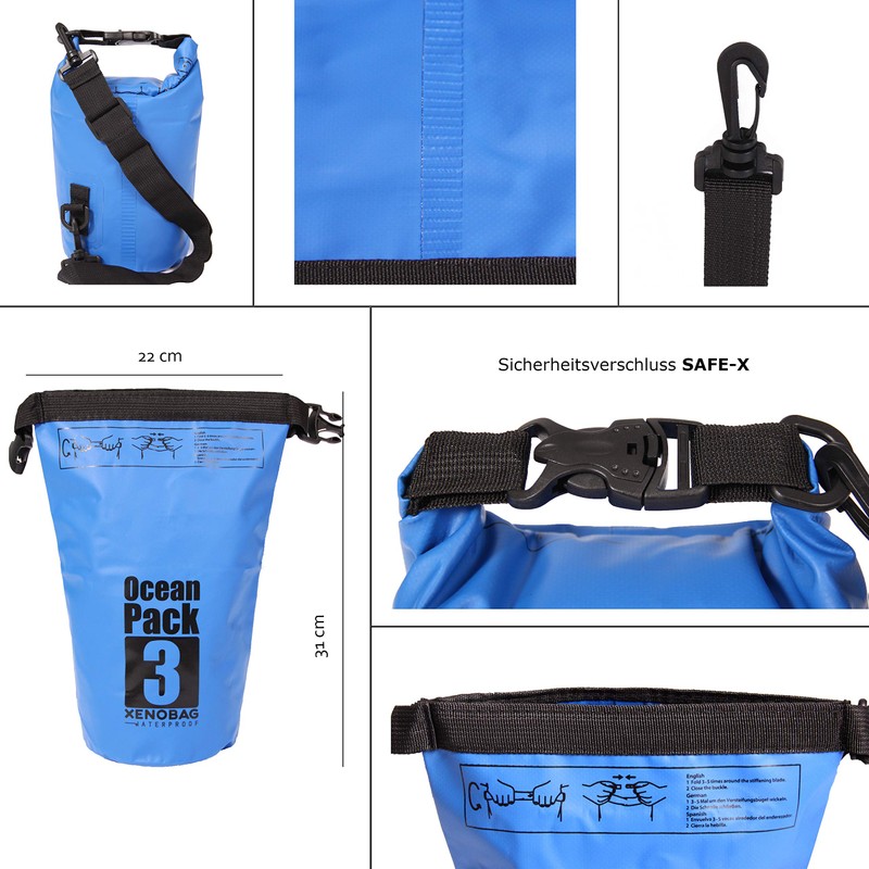 Xenobag Waterproof Bag 3 Litres Or 20 Litres/Dry Bag, Small/Ocean