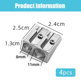 4 Pieces Metal Pencil Sharpener Double Hole Crayon Handheld Pencil Sharpeners Pocket Size Aluminum Alloy for School, Offices, Homes, Art Projects