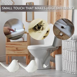 Ceramic Bird Toilet Bolt Covers Decorative Toilet Bolt Caps,Set of 2 Toilet Caps for Bottom of Toilet, Toilet Screw Cover Caps for Bolts Bathroom Decor Acessories, Easy Installation (White)