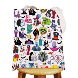 G2TUP Villains Characters Tote Bag Villains Gifts Evil Queen & Ursula & Poison & Hades Gift Bad Witches Club Gift (GreenPurple)