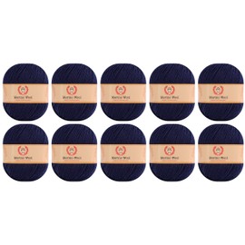 100% Merino Wool Yarn 10 Pack - Crafting Experience with Premium Quality and Versatile Luxury - Navy Blue 206