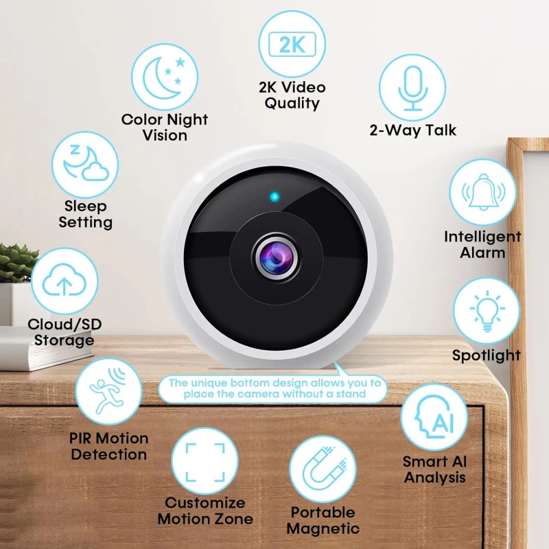 Security Cameras Wireless Outdoor Indoor Magnetic 2-Pack Install-Free Smart 2K