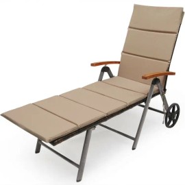 Foldable Outdoor Wicker Recliner Chair with Aluminum Frame Sun Lounger for Comfortable Relaxationcolor: Brown Color