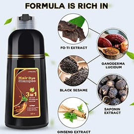 IIIMEIDU Tinte Para El Cabello Shampoo 3 En 1 Para Gris, Cabello Negro, Ingredientes Herbolarios Para Mujeres Hombres, Cobertura Gris 500Ml (Castaño)