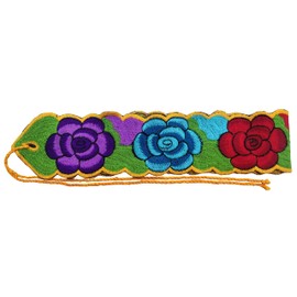 Mexican Belt Sash 33 Inches & 22 Inches String Beautiful Floral Desing Traditional Fiesta Party, Yellow Spring, One Size