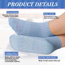 Geyoga 5 Pairs Womens Non Slip Socks Anti Skid Slipper Barre Socks with Cushion Unisex for Yoga Pilates Barre Home Workout(Elastic Band)