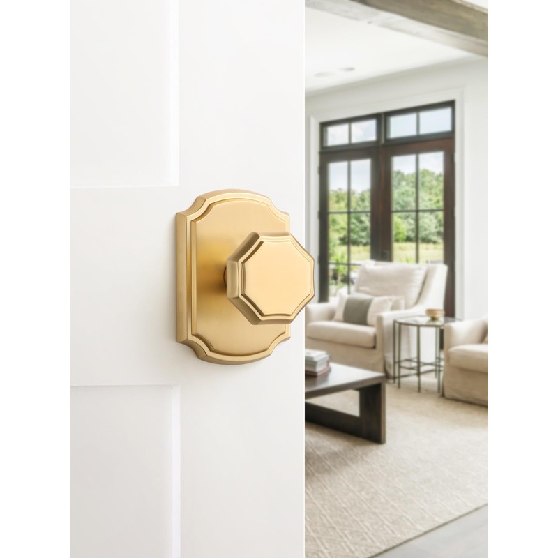 SORWDUERM 2 Pack Dummy Gold Door Knobs Interior Satin Brass