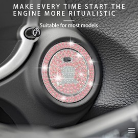 JLoong 2 PCS Car Engine Start Stop Button Crystal Decorative Ring, Push Start Button Cover Rhinestone Bling Sticker, One Touch Start Button Protection Cover,Bling Car Accessories for Women