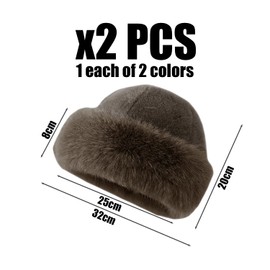 2 Pieces of Dome Hats, Cold and Warm Hats, Plush Hats, Winter Hats, Simple and Versatile Hats (Brown, White)