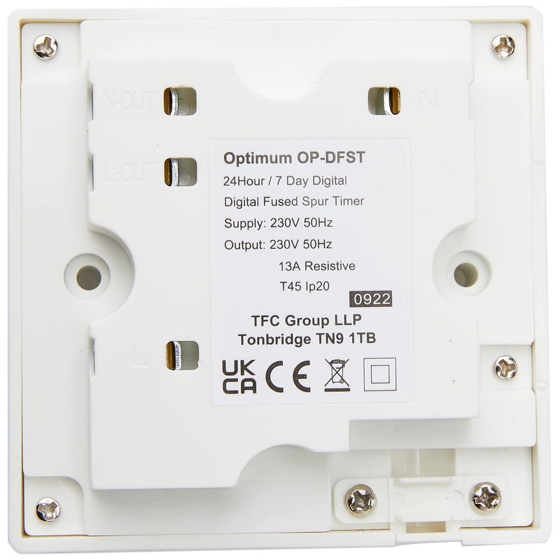 Optimum 7 Day Fused spur Timer, White, One Size