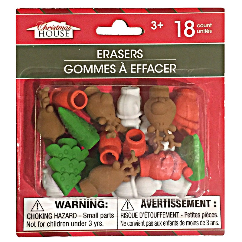 Christmas Pencil Top Erasers Package of 18