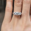 DovEggs Moissanite Engagement Rings for Women 3-Stone 2ct Total 5mm-6.5mm-5mm