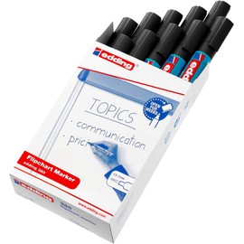edding 380 flipchart marker - black - box of 10 - round nib 1.5-3 mm - marker for writing, drawing and marking on flipchart paper - does not bleed through - does not dry out