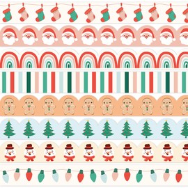 AnyDesign 82Ft Boho Christmas Bulletin Board Borders Xmas Tree Santa Snowman Rainbow Self-Adhesive Trim Border Stickers for Xmas Winter Party Home Office Decor
