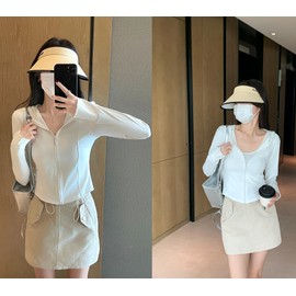 [RAKUKOU] レディース ラッシュガード UVカット パーカー 日焼け防止 アイスシルク UPF40+ 親指穴付き 接触冷感 吸汗速乾 通気性 (JP, アルファベット, M, ホワイト)