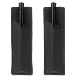 Giantree 2 Pcs Leather Magnetic Pen Holder, PU Leather Magnet Pen Pouch for Fridge or Other Metal Surfaces Pencil Holder Black