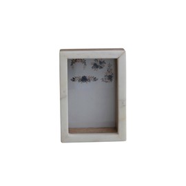 Creative Co-Op Marble and Wood Shadow Box, White and Natural Photo Frame
