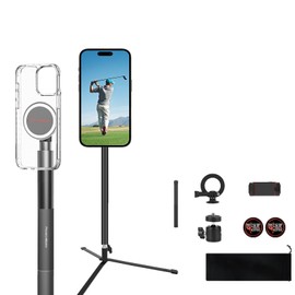 PrecisionMaster Golf Tripod - Heavy Duty Aluminum with MagSafe Compatible | 52" Adjustable, Cellphone Magnetic Compatible, Swing Analysis, Golf Filming Tripod with Magnetic Mount*2