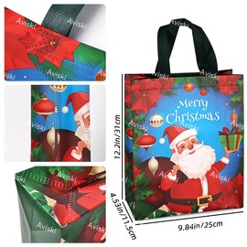 Aviski - 8 bolsas de regalo de Navidad, bolsas de Navidad con asas, bolsas de regalo de Navidad, bolsas de Navidad multifuncionales no tejidas para envolver regalos, compras, suministros de fiesta de Navidad, 4.8 x 9.8 x 4.5 pulgadas
