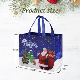 XBOGO 9pcs Reusable Bags, Large Capacity Present Bags with Handles, Non-Woven Santa Claus Favor Bags, Christmas Shopping Bags for Wrapping Xmas Party Favors, 32 x 25 x 15 cm