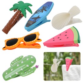 ZITUZY 6 Pieces Beach Towel Clips, Towel Clips for Sun Loungers, Beach Chair Towel Strong Hanger Clips, for Sun Lounger, Sunbeds,Holiday Pool Chairs, Laundry Clips,Novelty Sunbed Beach Pegs