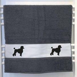 Huuraa Towel Poodle Silhouette Gift 50 x 100 cm Graphite Cotton Poodle Present