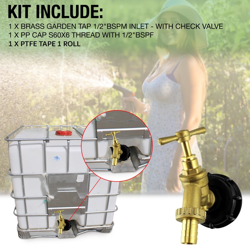 IBC Tank Adapter Hose Connector – S60X6 Brass Garden Tap
