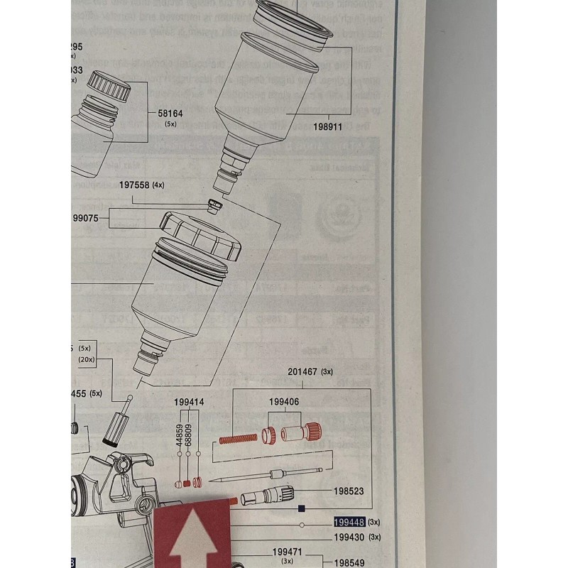 SATA MiniJet 4400B NEEDLE PACKING & AIR PISTON SERVICE SET