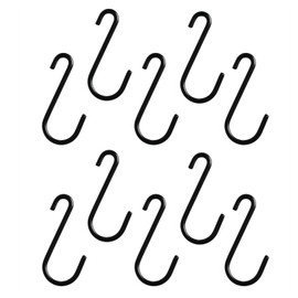 dophee 10Pcs 2.5" S Hooks for Hanging Plants, Black Heavy Duty Metal S Shaped Utility Hooks for Hanging Cups Jeans Clothes Bages Towels Purse Jewelry Pot Pans Baskets