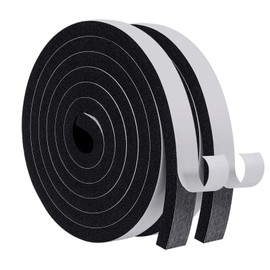 MAGZO Weather Stripping Door Seal, 3/4 Inch Wide X 3/8 Inch Thick Adhesive Foam Tape Soundproof Weatherstripping for Windows, 2 Rolls Total 13FT Black