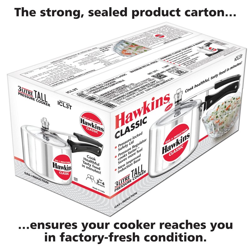 Hawkins Aluminium Classic Pressure Cooker,Induction Inner Lid Cooker,Tall Design Pan
