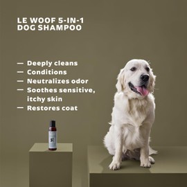 Le Woof Tea Tree & Aloe Dog Shampoo 4oz: Certified Organic, Natural Shampoo Cleans & Conditions, Relief for Itchy Skin