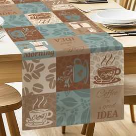 ANATTASOUL Table Runner Coffee 13"x72" Table Decorations, Durable Summer Dining Decor for Home Kitchen Party Room