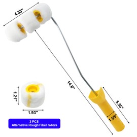 Pipe Paint Roller with Handle kit for Round Gas Pipe, Water Pipe，Fire Pipe, Fence Pipe or Arced Surface|3 PCS Micro Fine and 3 PCS Alternative Rough Fiber Rollers