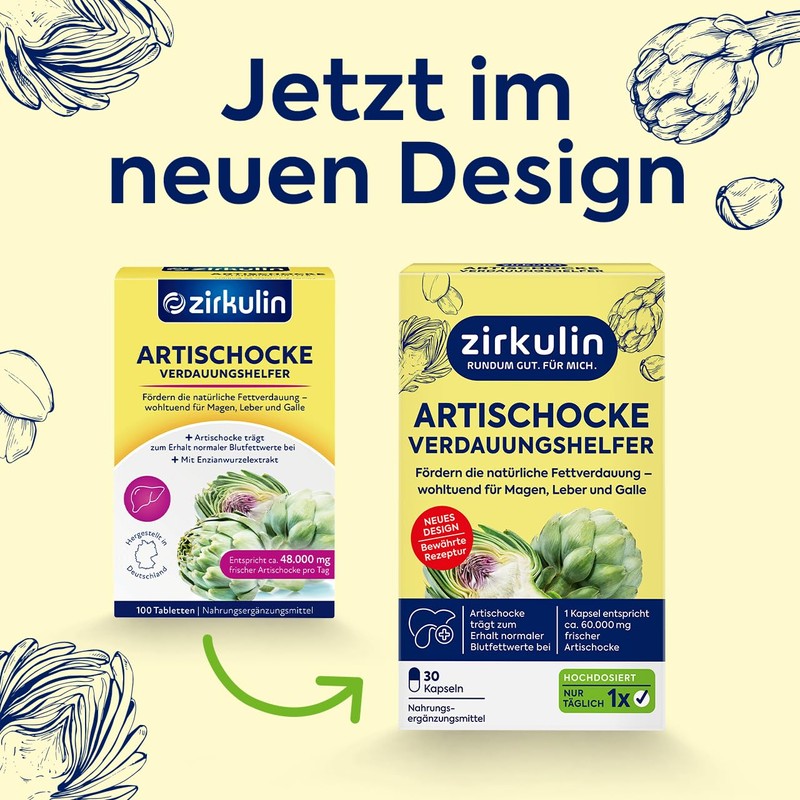 Zirkulin Artichoke Digestive Aid 30 Capsules - 60,000 mg per