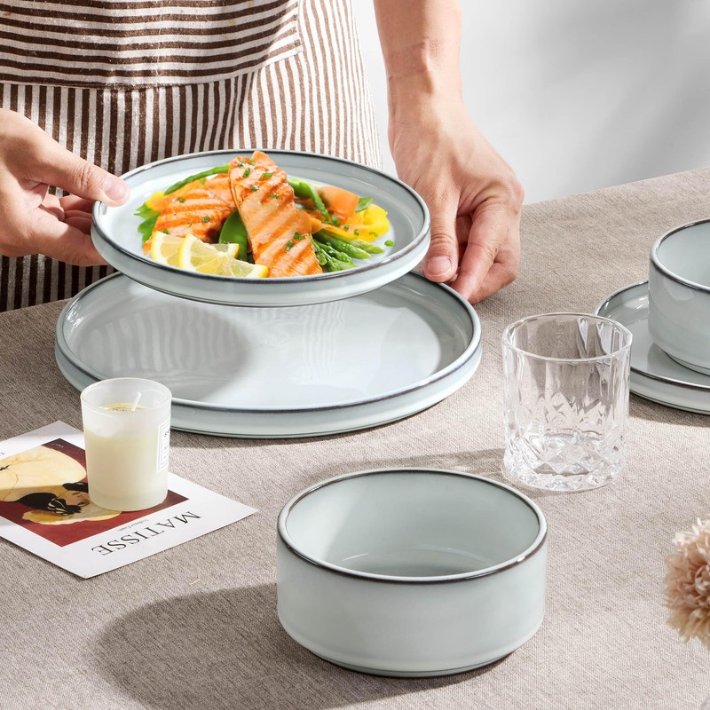 Herogo Plates and Bowls Dinner Dishes Sets for 6, 18
