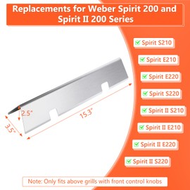 QuliMetal 7635 Flavorizer Bars for Weber Spirit 200, GS4 Spirit II E-210, Spirit E-210, Spirit S-210 Series Grills with Front-Mounted Control, 16GA Stainless Steel Grill Heat Plates, 15.3"